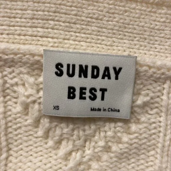 Aritzia Sunday Best Lamora Cream V-Neck Cable-Knit Cardigan - Picture 8 of 8